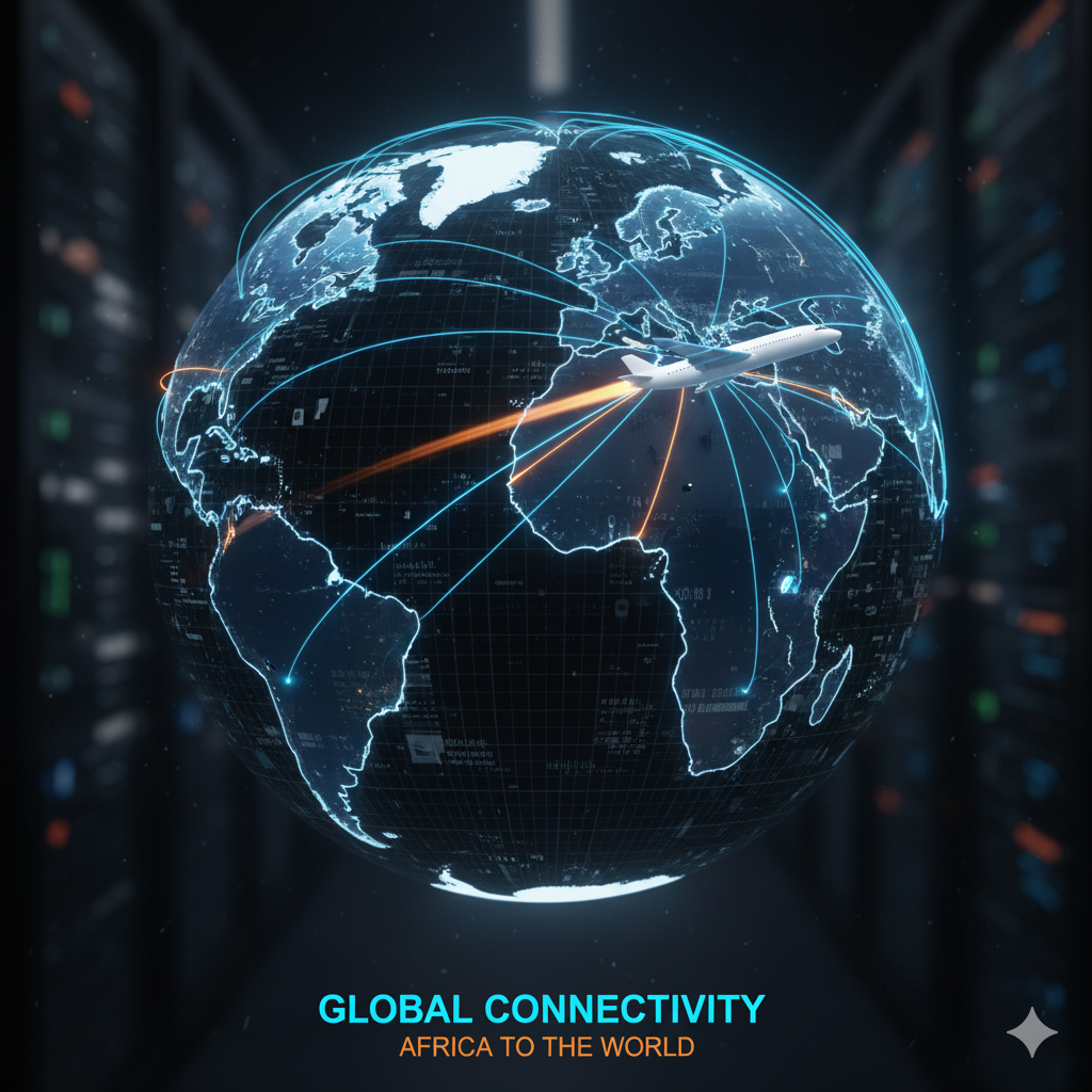 Globe terrestre avec connexions internationales
