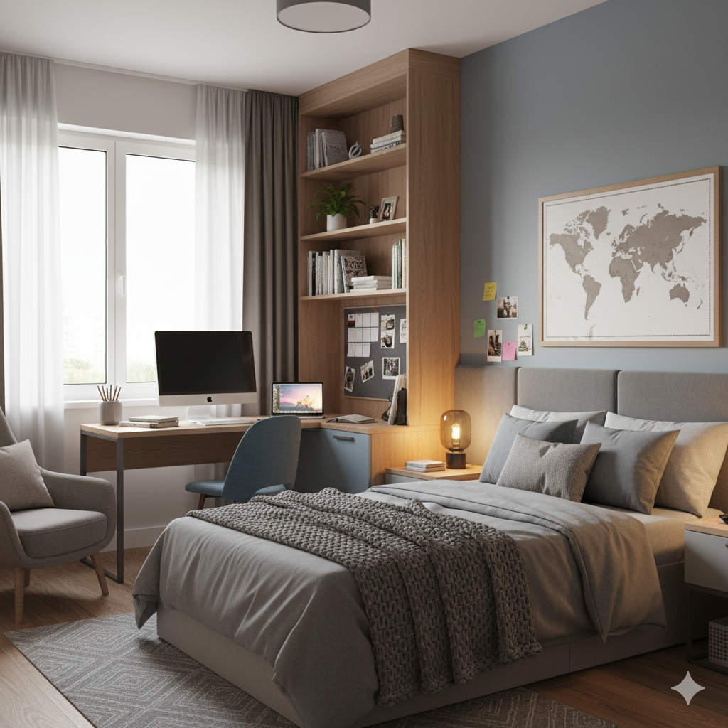 Chambre étudiante moderne résidence universitaire